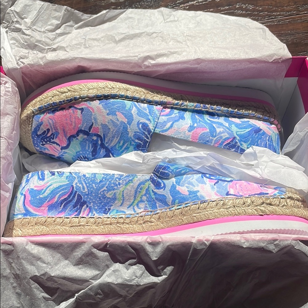 Lilly Pulitzer Marlo Espadrille Slip-On Shoes in Saltwater Blue size 9